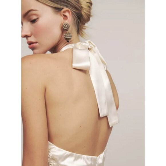💕REFORMATION💕 Veria Silk Dress ~ Ivory 8 NWT - Picture 10 of 16
